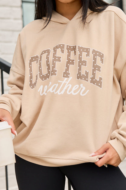 Coffee Weather Polka Dot Taupe Graphic Hoodie