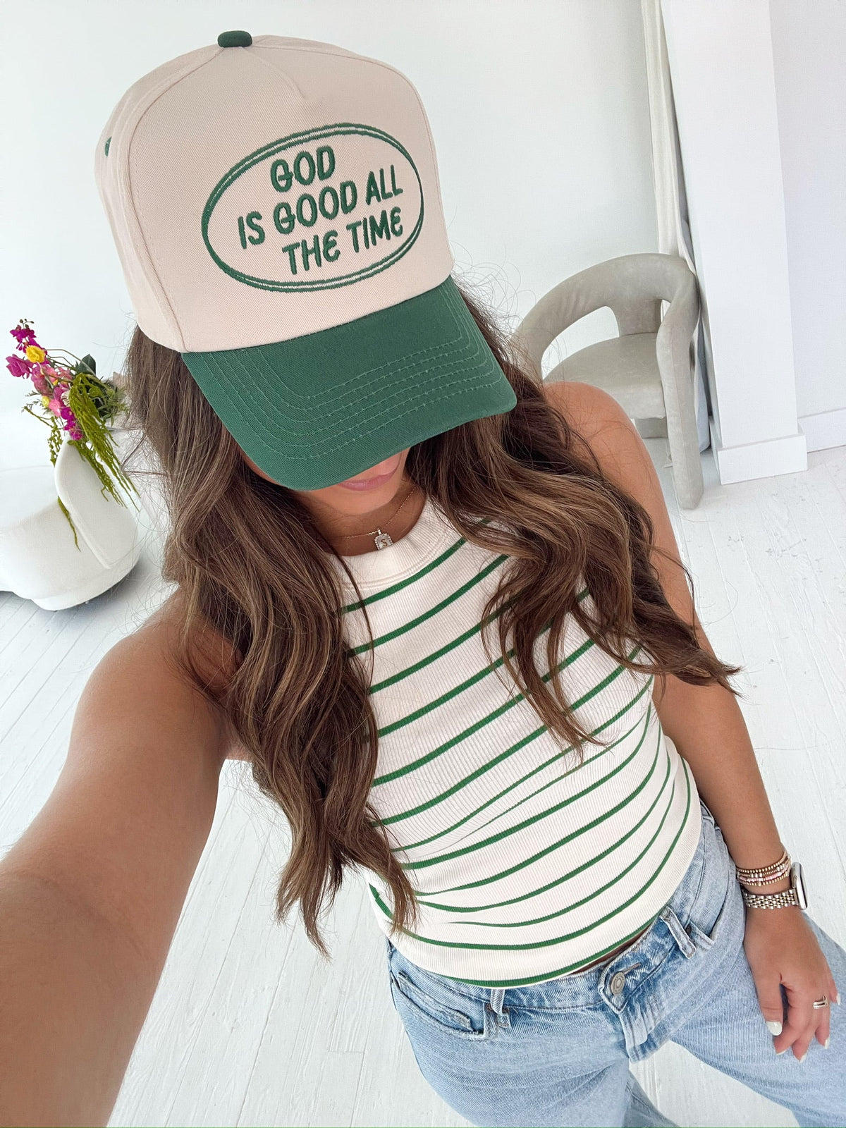 God is Good - Green Vintage Trucker Hat