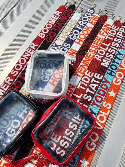 Red Stadium Approved Clear Purse With Tassle