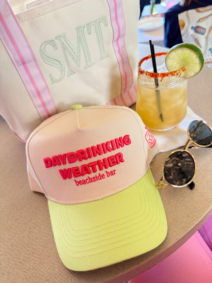 Day Drinking Weather - Lime Green Trucker Hat