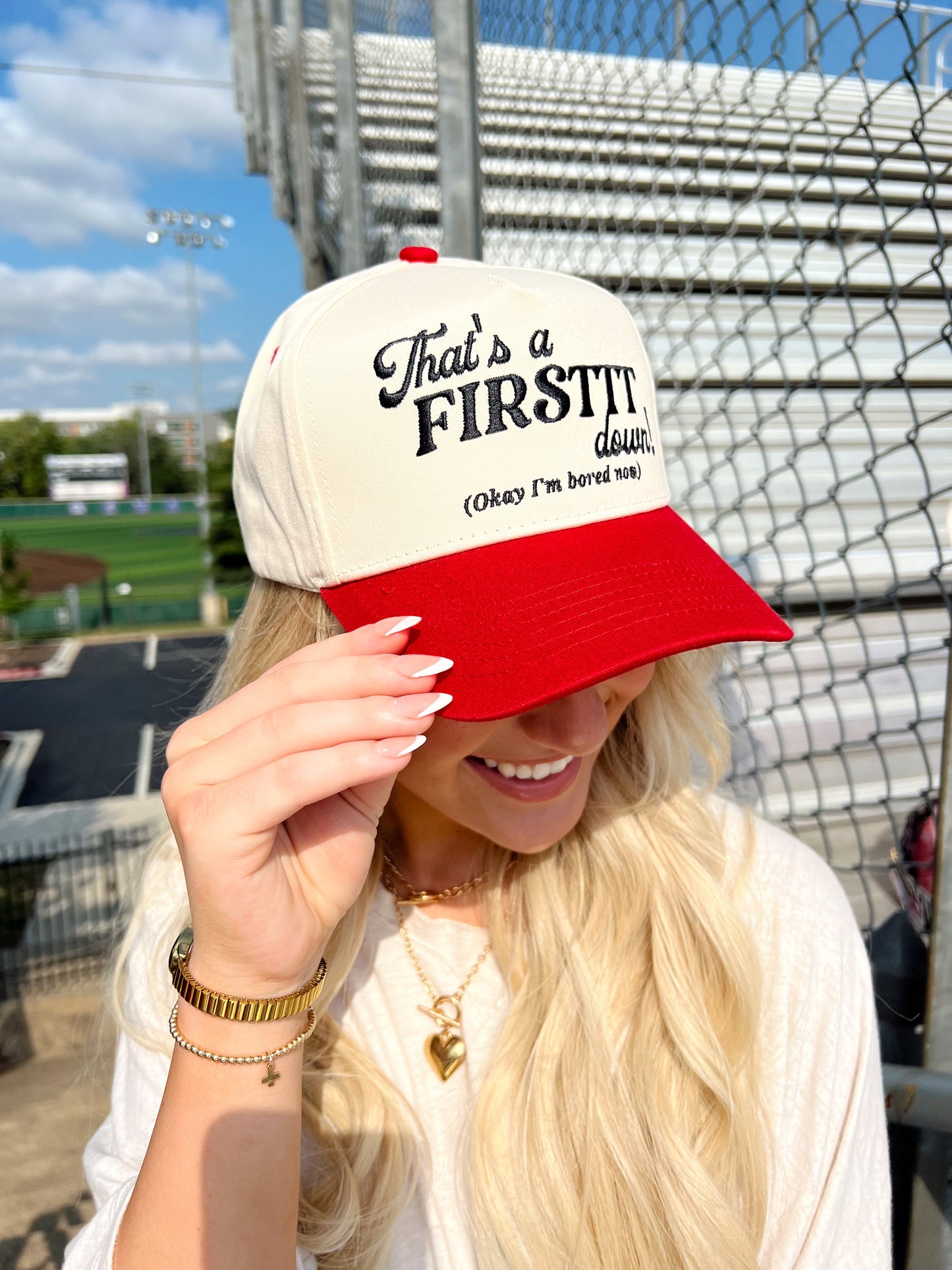 That's a Firstttt Down - Red Trucker Hat