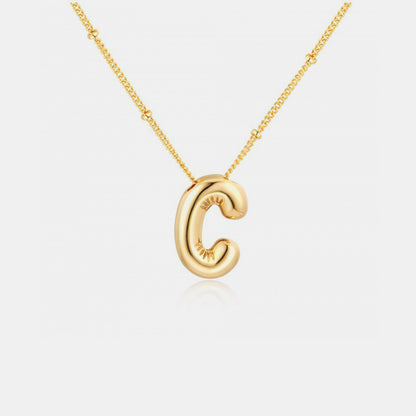 A~J Gold-Plated Bubble Initial Necklace