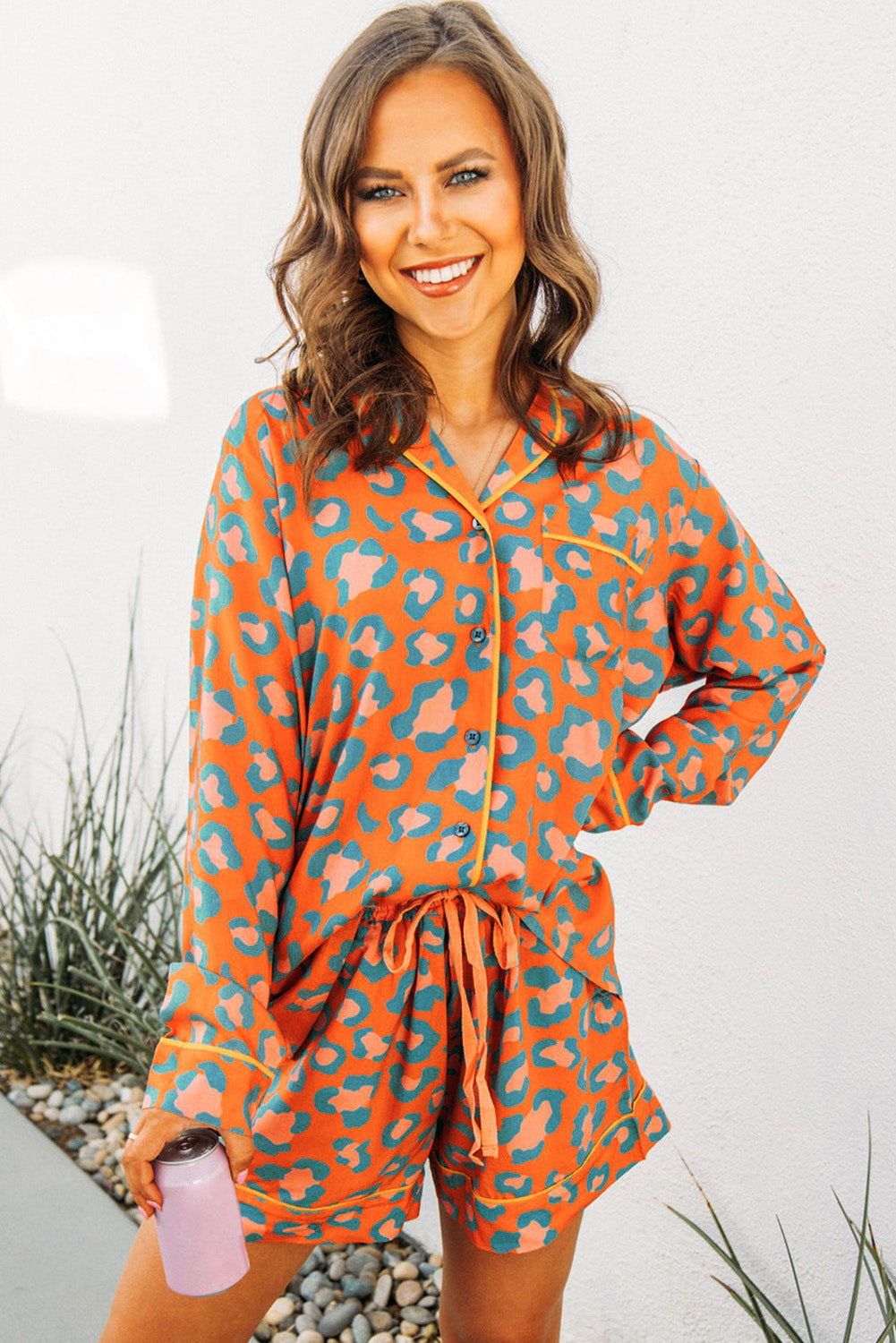 Orange Leopard Pajama Set