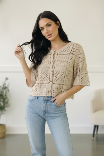 Honeycomb Crochet Cardigan