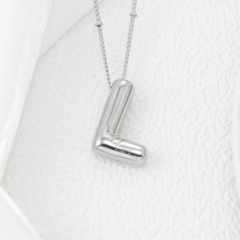 A-L Silver Bubble Letter Necklace