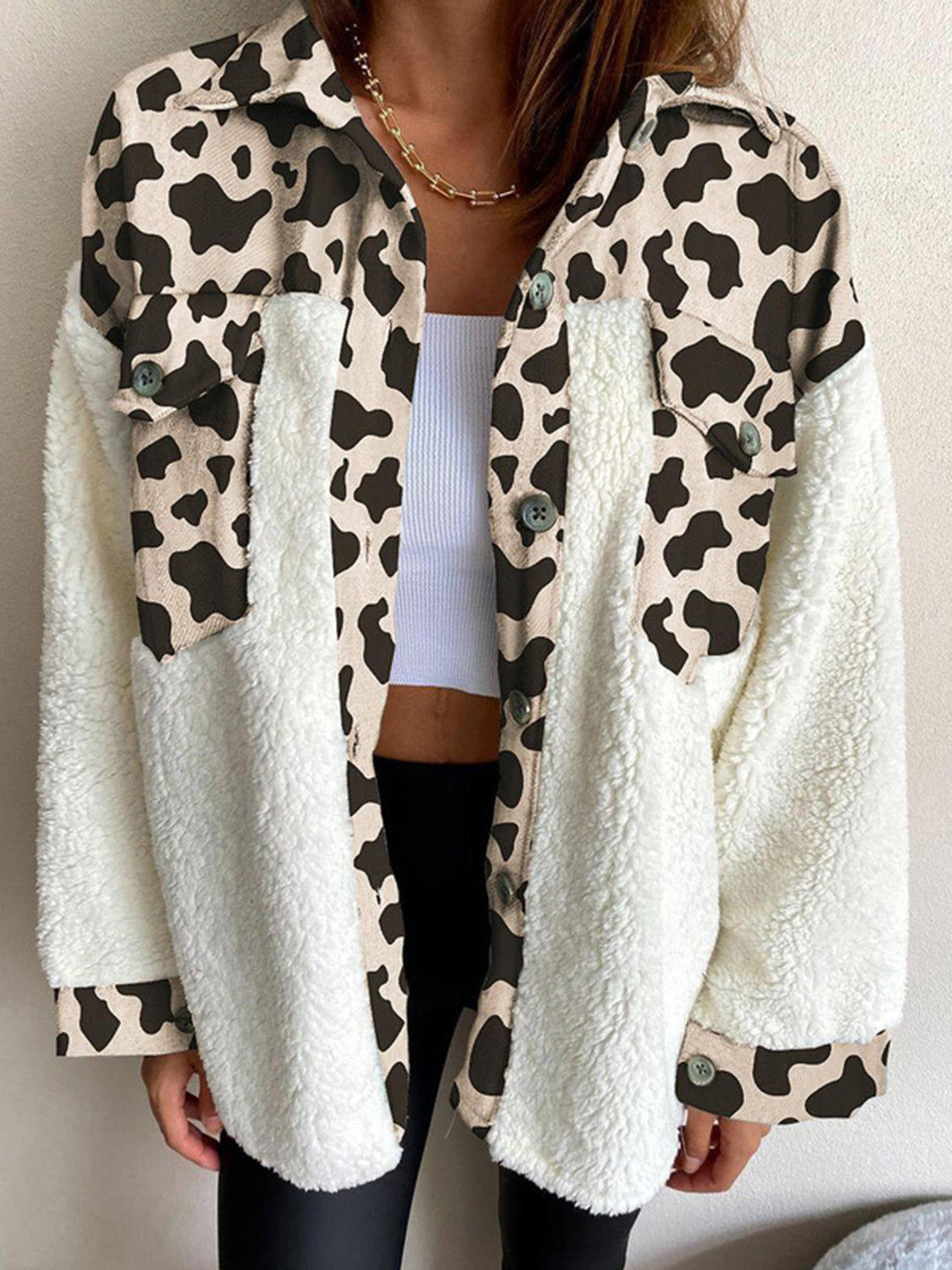 Fuzzy Button Up Jacket