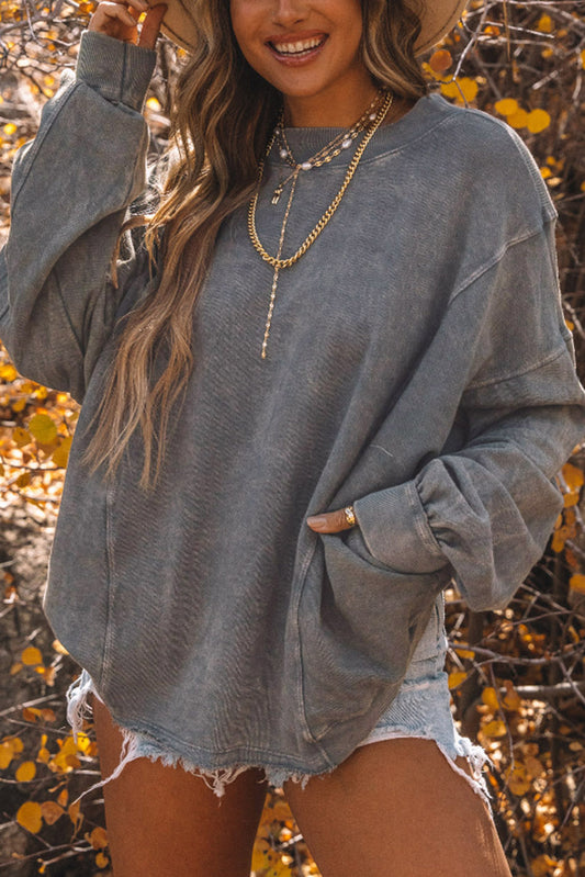 Gray Twist Butterfly Oversized Sweatshirt