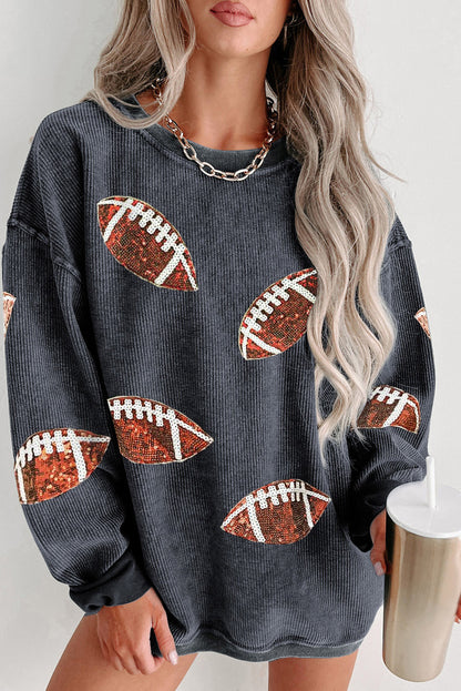 Black Sequin Game Day Sweatshirt