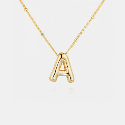 A~J Gold-Plated Bubble Initial Necklace