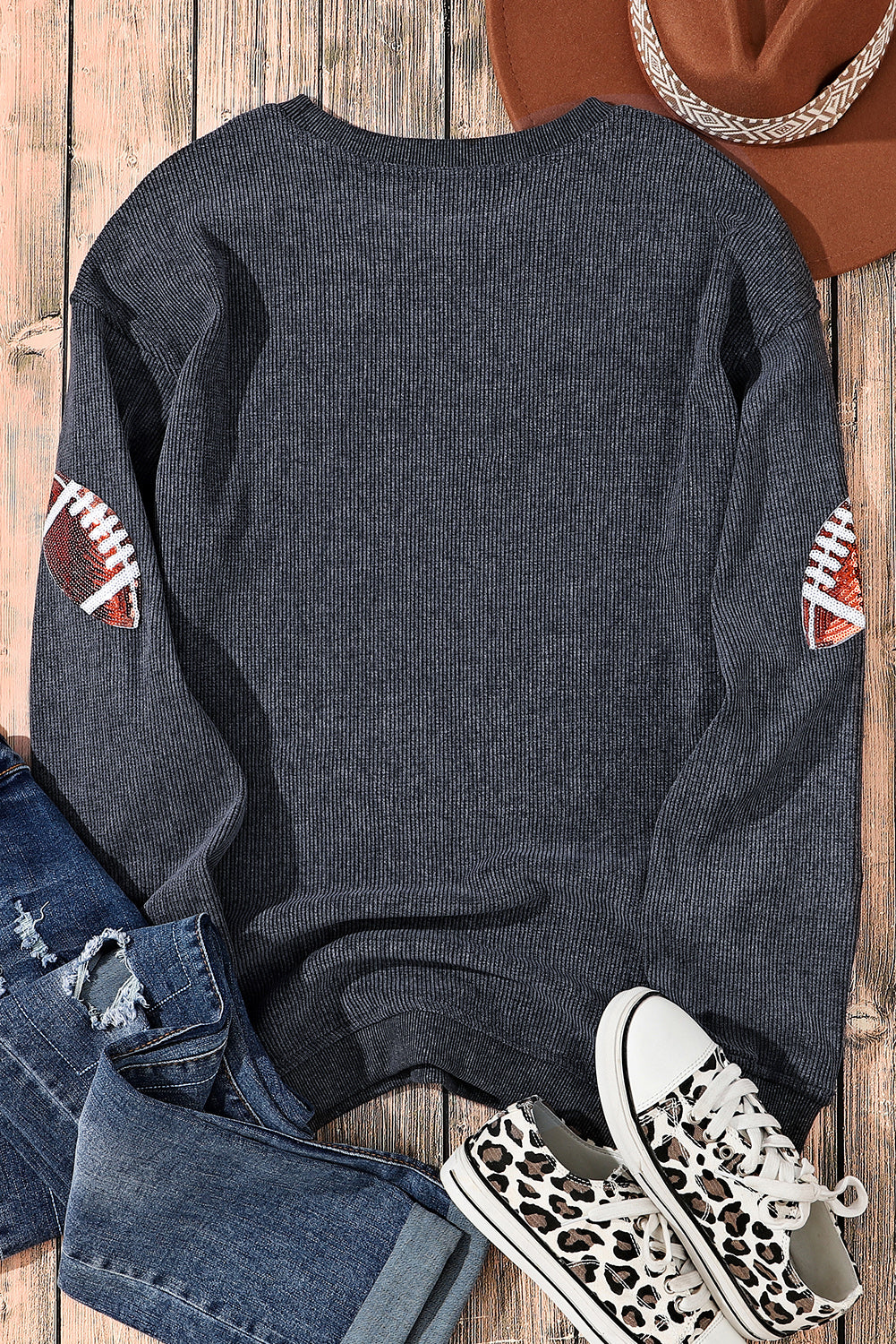 Black Sequin Game Day Sweatshirt