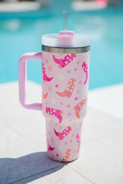 Pink Star Boot Tumbler with Straw 40oz