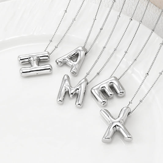 A-L Silver Bubble Letter Necklace