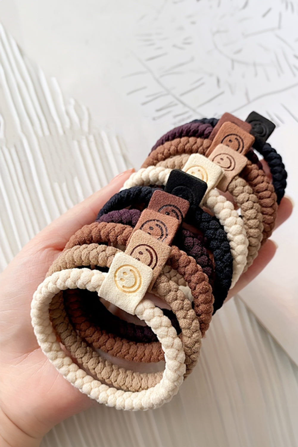 Chestnut 5Pcs Smile  Braided Hairband