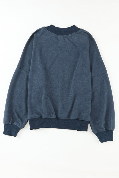 Brown Plain Drop Shoulder Crew Neck Pullover Sweatshirt