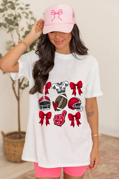 RED or BLUE Game Day Helmet Bow Graphic Tee