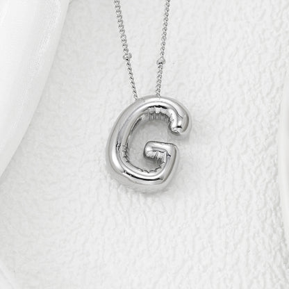 A-L Silver Bubble Letter Necklace