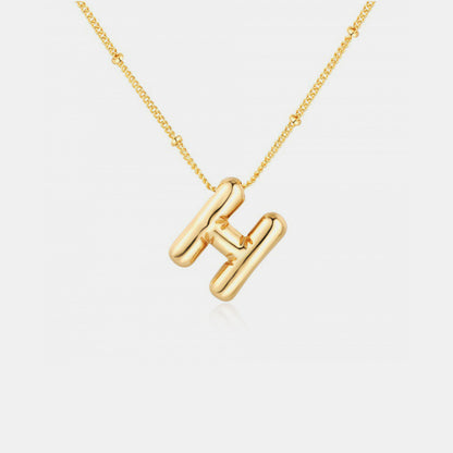 A~J Gold-Plated Bubble Initial Necklace