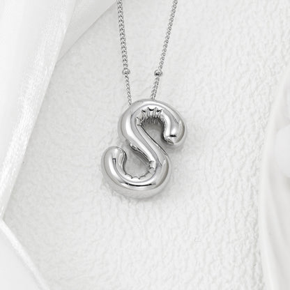 M-Z Silver Bubble Letter Necklace