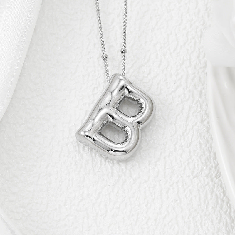 A-L Silver Bubble Letter Necklace