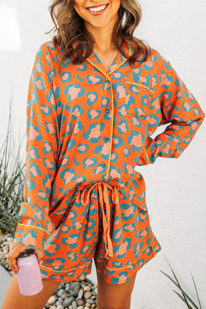 Orange Leopard Pajama Set