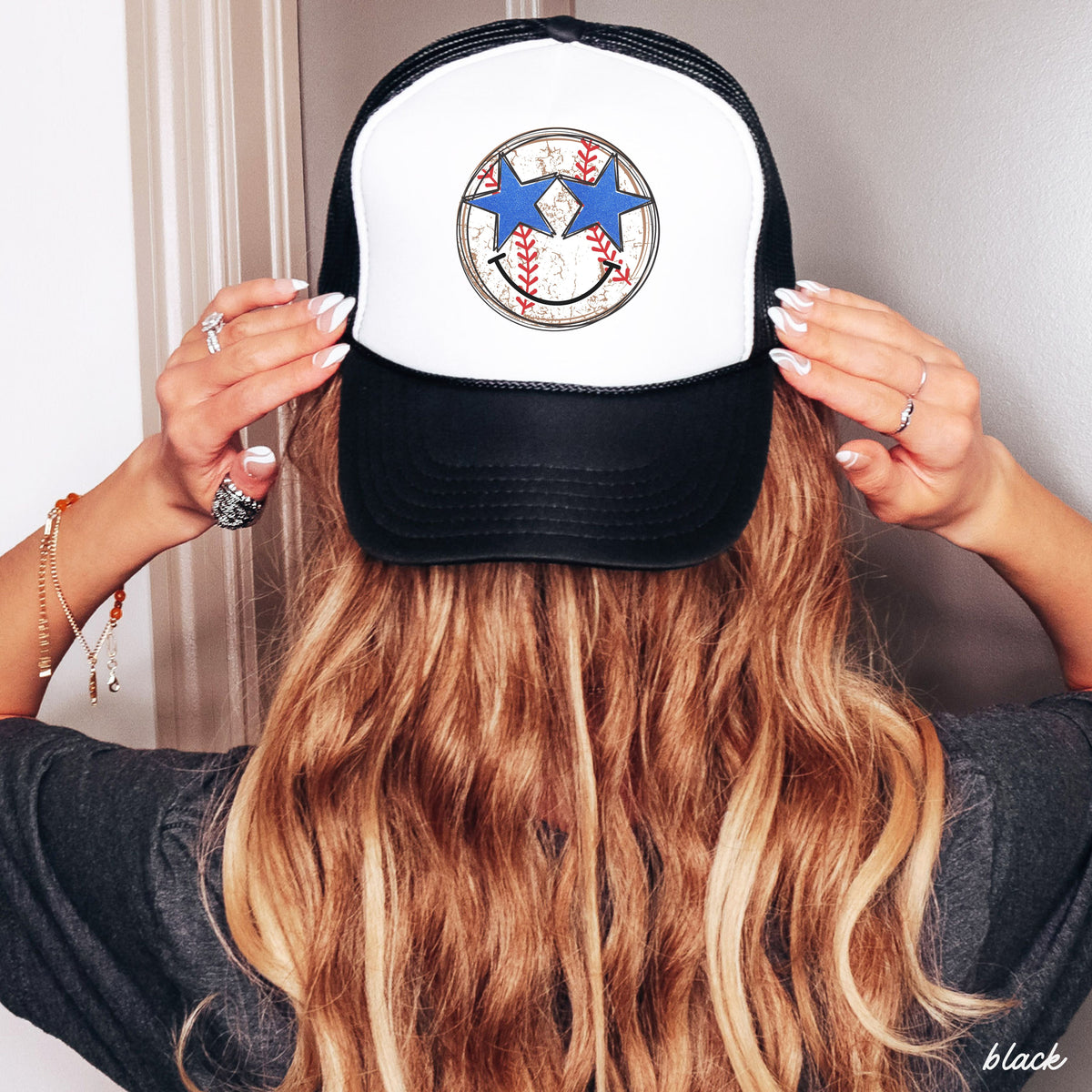 Baseball Star Eyes Trucker Hat *9 Colors