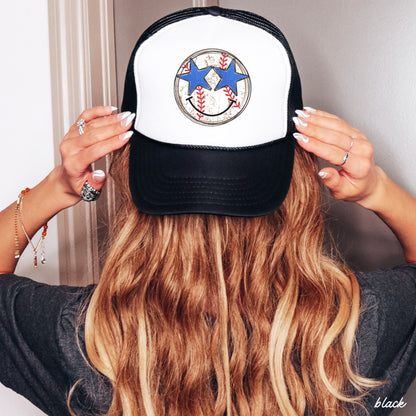 Baseball Star Eyes Trucker Hat *9 Colors
