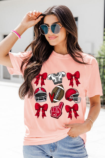 RED or BLUE Game Day Helmet Bow Graphic Tee