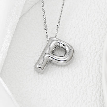 M-Z Silver Bubble Letter Necklace