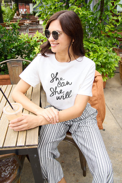 SHE CAN SHE WILL Short Sleeve T-Shirt