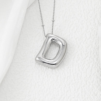 A-L Silver Bubble Letter Necklace