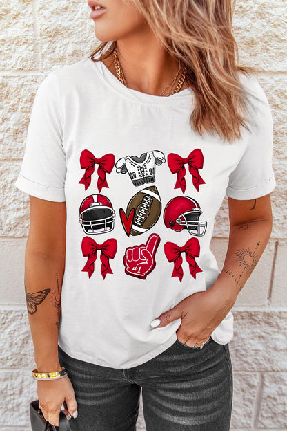 RED or BLUE Game Day Helmet Bow Graphic Tee