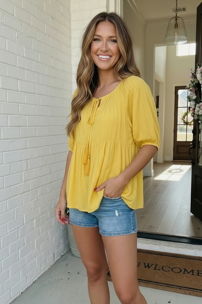 The Bee's Knees Yellow Peplum